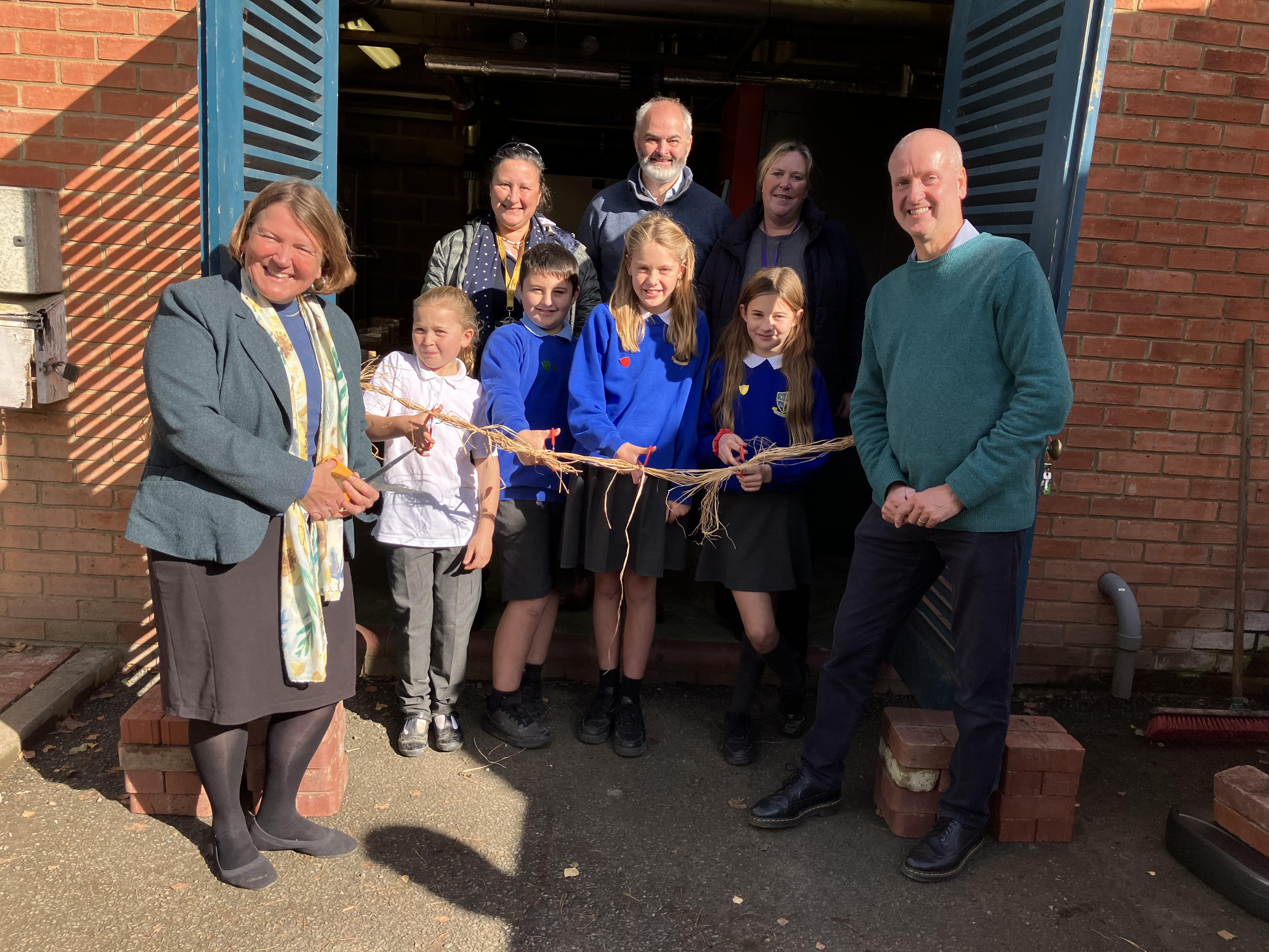 Weobley Primary School ribbon cutting ceremony for the new biomass boiler