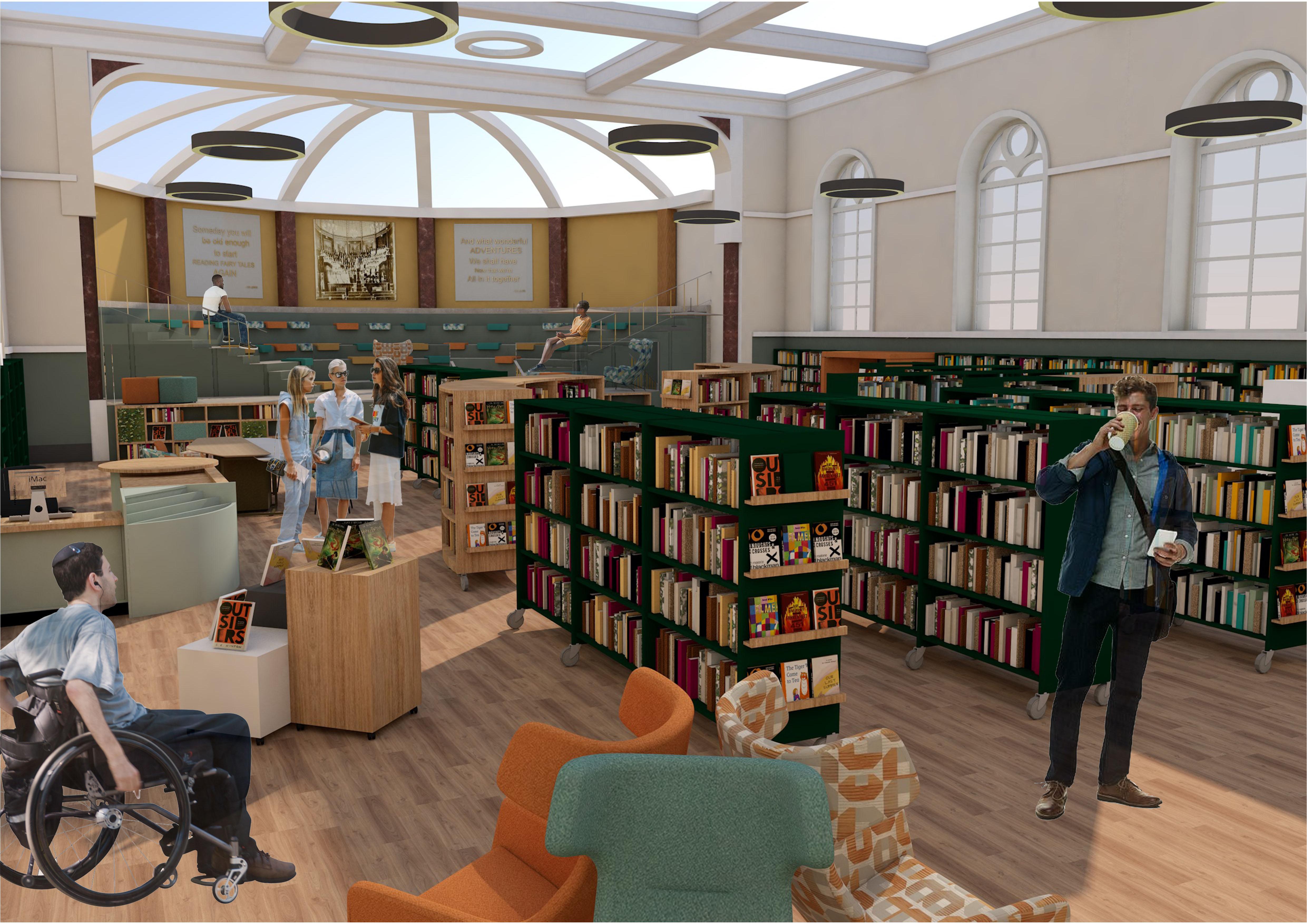 Artist impression of library in Shirehall