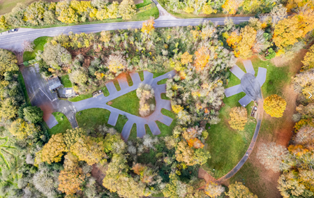 Aerial view of Bromyard Downs Caravan Park