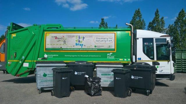 Image of business waste bins and collection lorry
