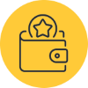 Continue to work icon - a purse with a star in a yellow circle