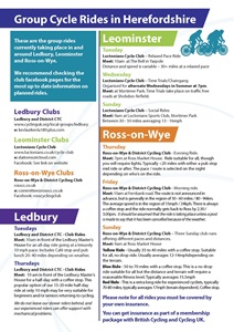 List of cycle clubs and group cycle rides in Ledbury, Leominster and Ross-on-Wye
