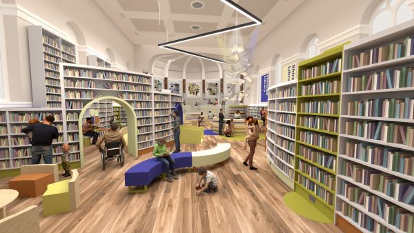 Artist's impression of the Shirehall library view from entrance