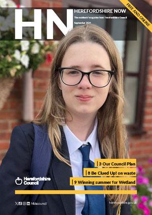 Herefordshire Now 2024 September24 front cover, teenage girl in school uniform