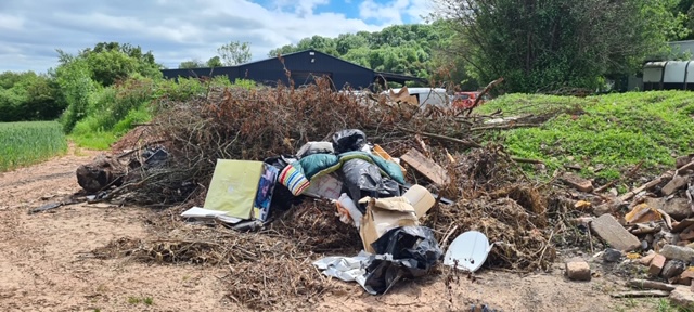 Pile of rubbish dumped illegally.