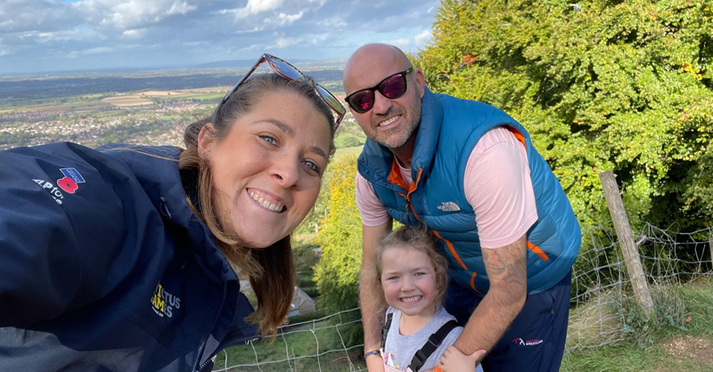 Huw Griffiths with his partner Emily Griffiths and their daughter Florence out enjoying a walk amongst nature