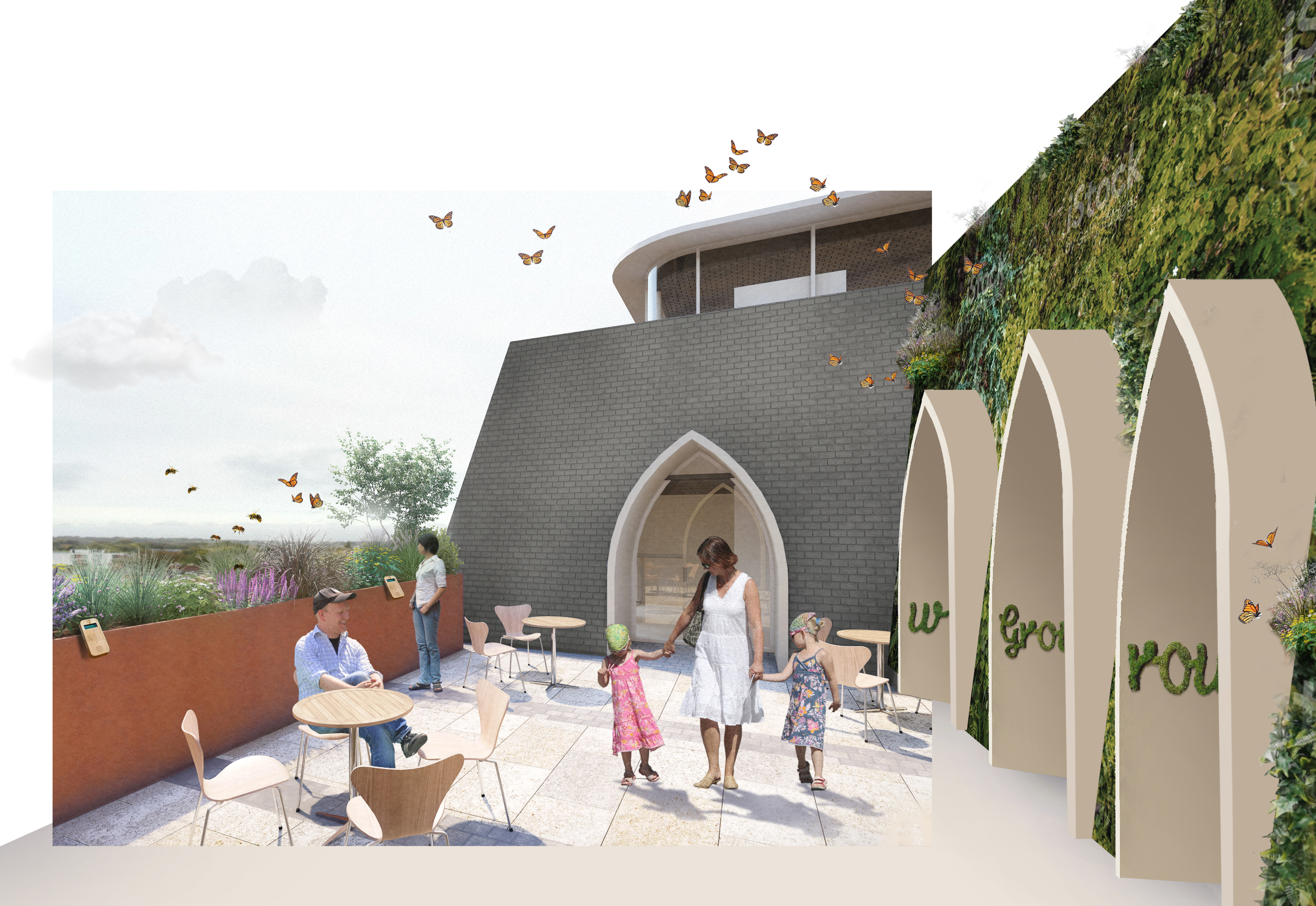 Concept drawing of Hereford's redeveloped museum's lower roof terrace