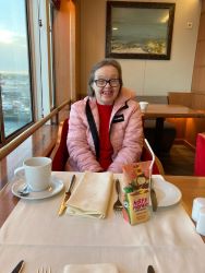 Michelle on the ferry to France