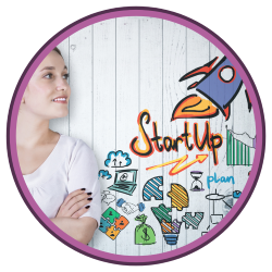 Woman looking at start up image