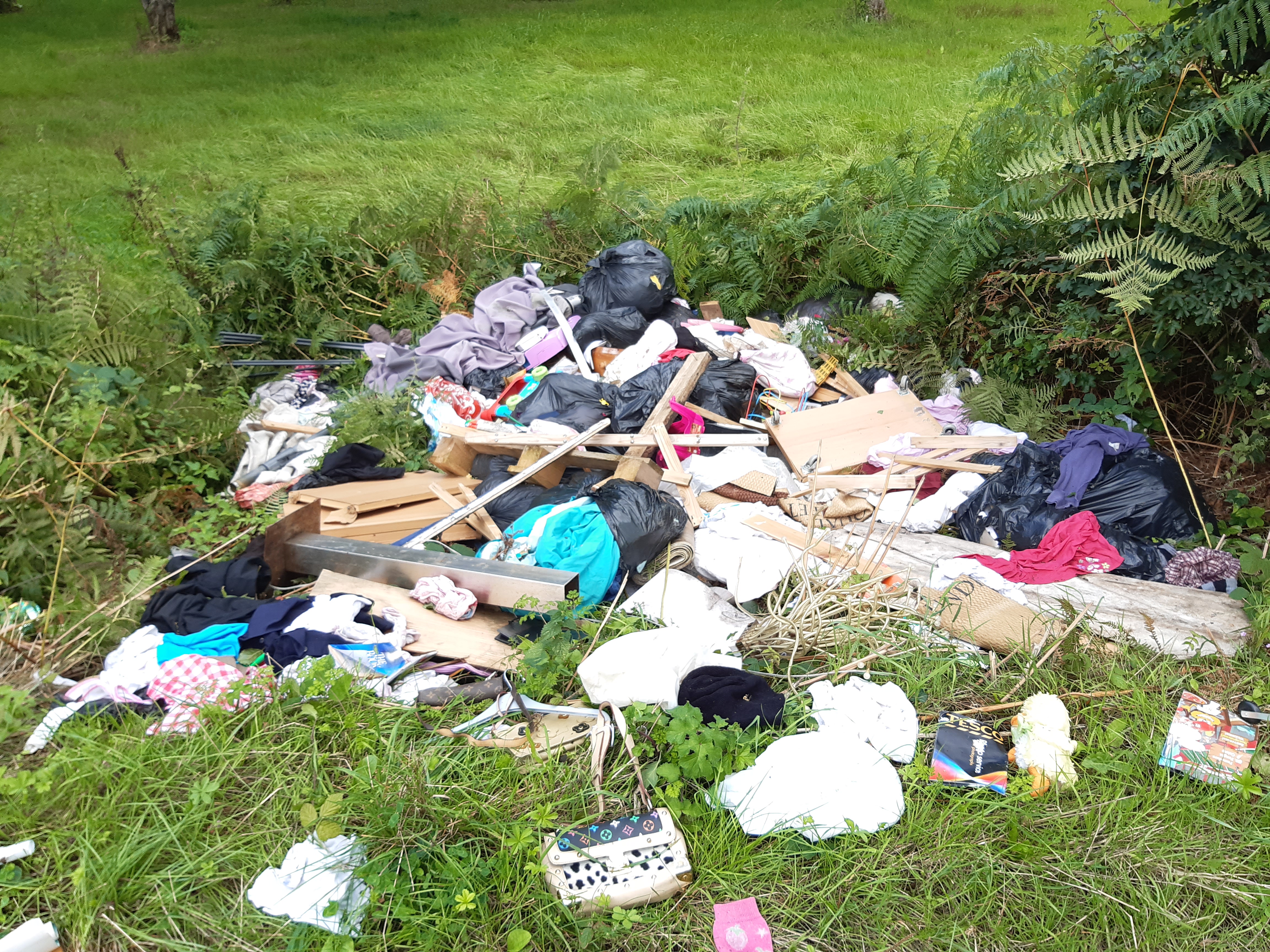 A pile of rubbish discarded in the Herefordshire countryside