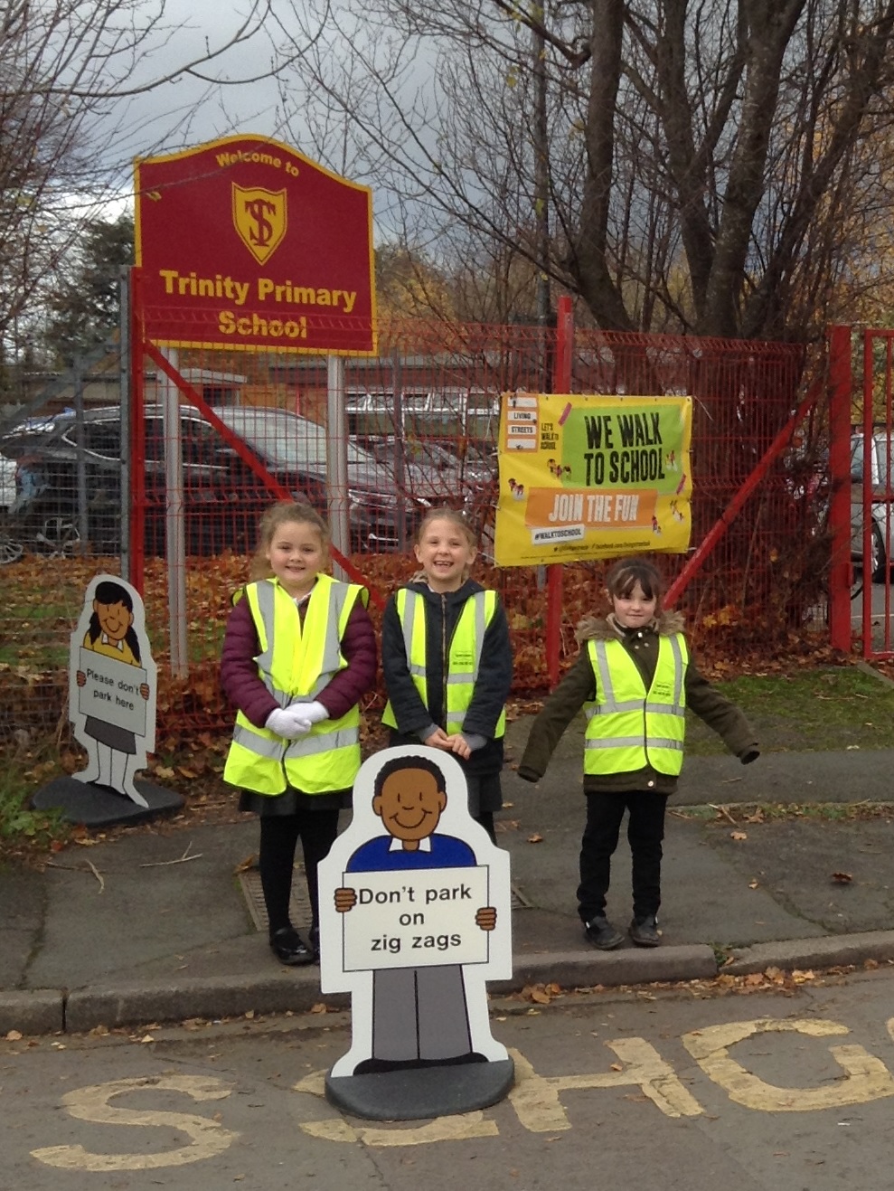 Children from Trinity School learning about road safety week
