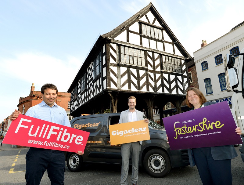 Oliver Helm, CEO at Full Fibre Ltd, Jamie Flint, Gigaclear Regional General Manager and Councillor Ellie Chowns